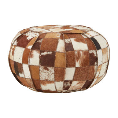 Leather Patchwork Pouffe | Buffalo