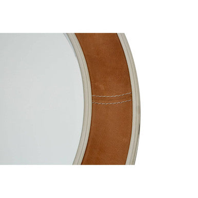 Tan Genuine Leather Round Wall Mirror | Churchill