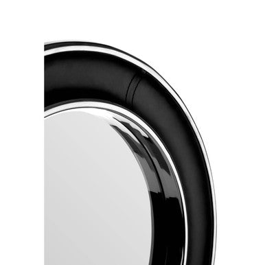Black Genuine Leather Wide Rim Wall Mirror | Churchill