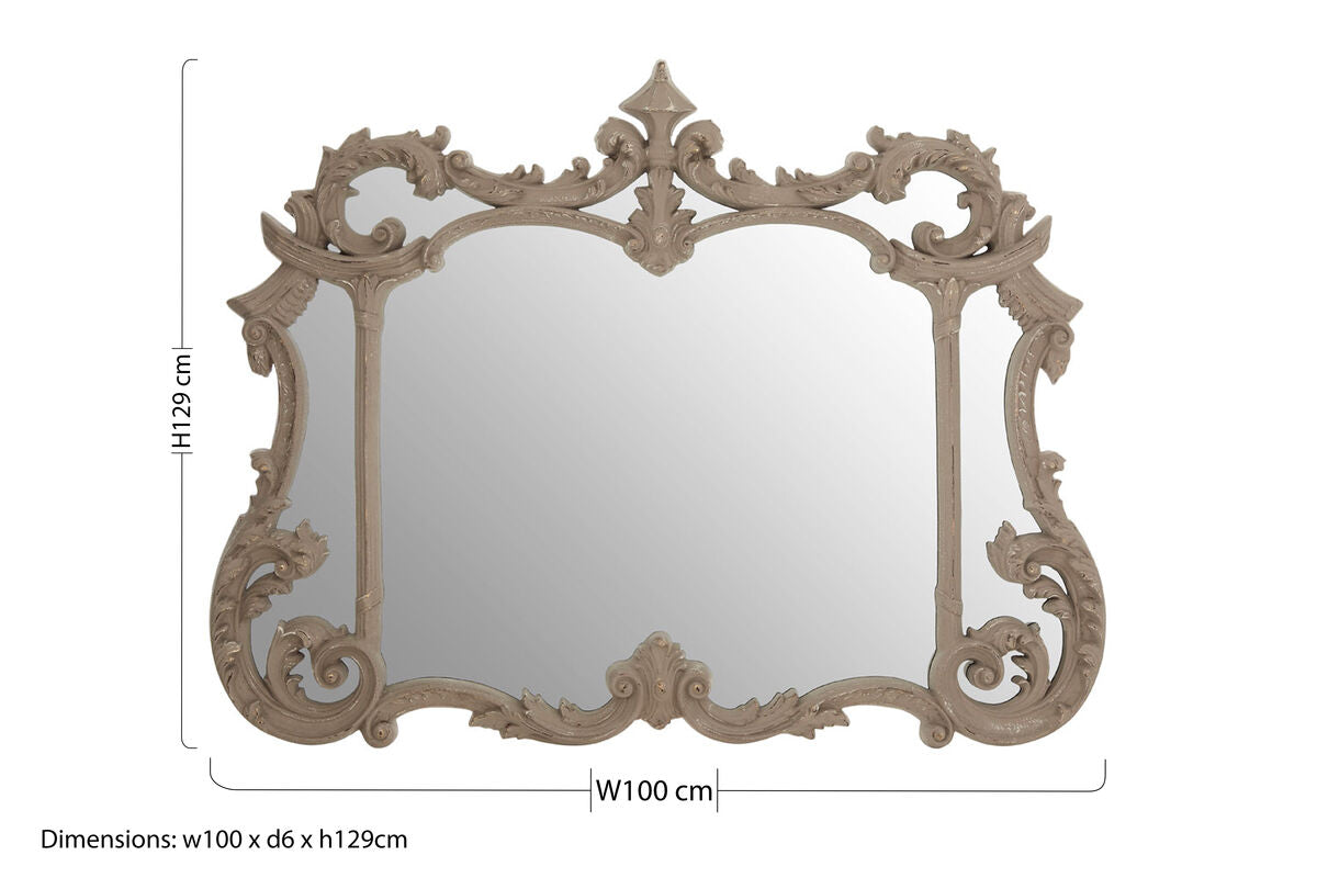 Antique Grey Finish Ornate Wall Mirror | Haniel