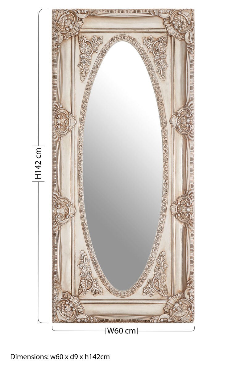 Champagne Oval Border Wall Mirror | Marseille