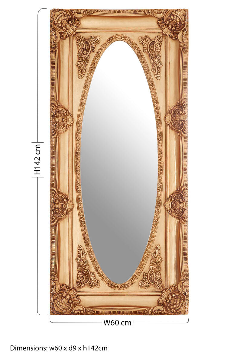 Gold Finish Oval Border Wall Mirror | Marseille