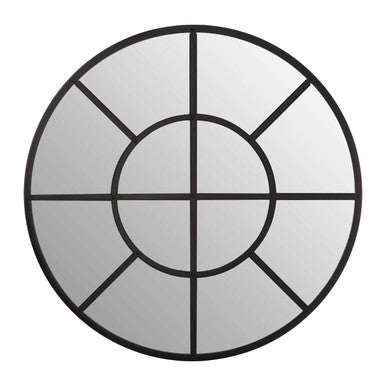Black Finish Round Wall Mirror | Descartes