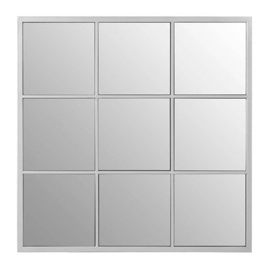 Square Design Silver Finish Frame Wall Mirror | Descartes