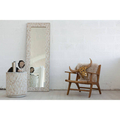 Rectangular White Wash Mosaic Wall Mirror | Hestina