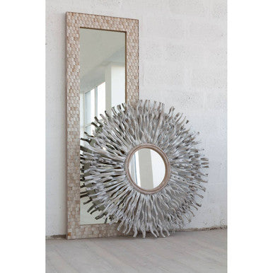 Rectangular White Wash Mosaic Wall Mirror | Hestina
