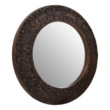Akola Copper Finish Metal Round Wall Mirror