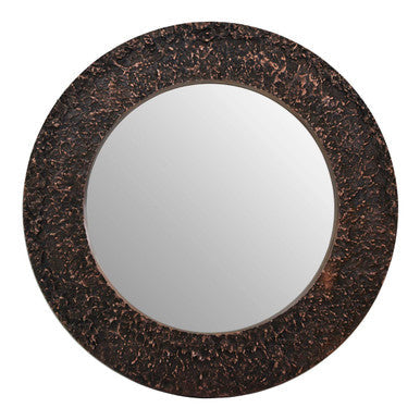 Akola Copper Finish Metal Round Wall Mirror