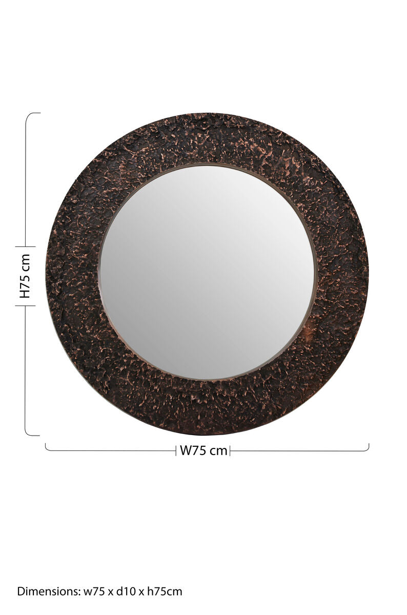 Akola Copper Finish Metal Round Wall Mirror