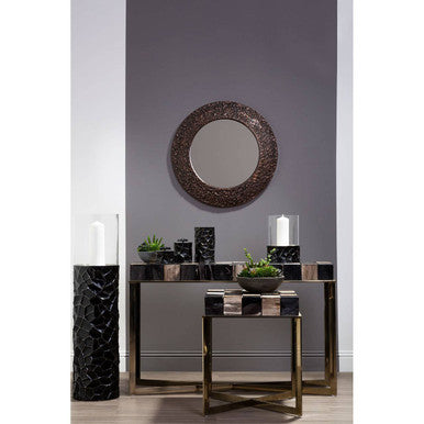 Akola Copper Finish Metal Round Wall Mirror