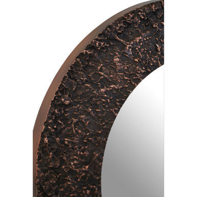 Akola Copper Finish Metal Round Wall Mirror