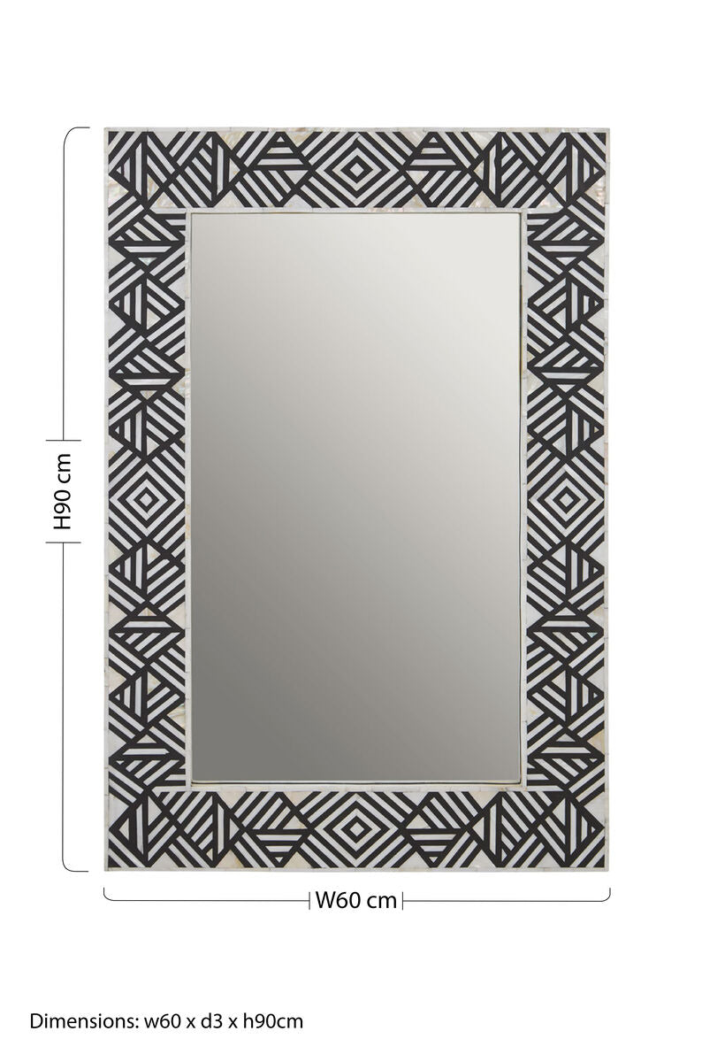 Black and Mother of Pearl Wall Mirror | Fusion