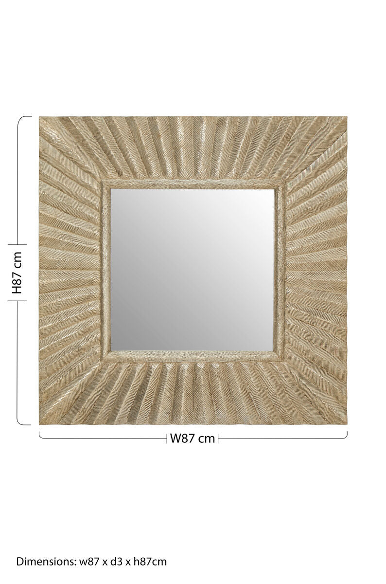 Square Wall Mirror with Textured Silver Frame | Fusion