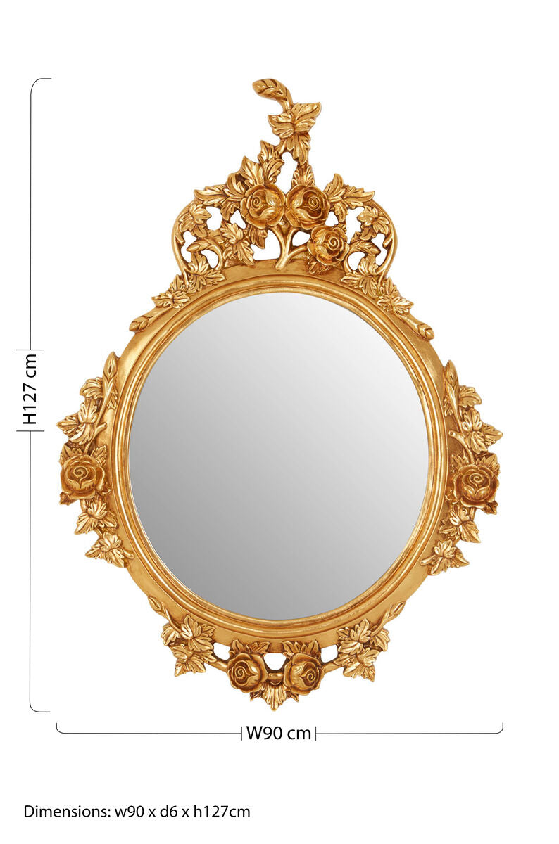 Gold Finish Round Wall Mirror | Marseille