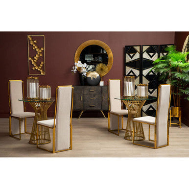 Brushed Gold Round Wall Mirror | Grenoble
