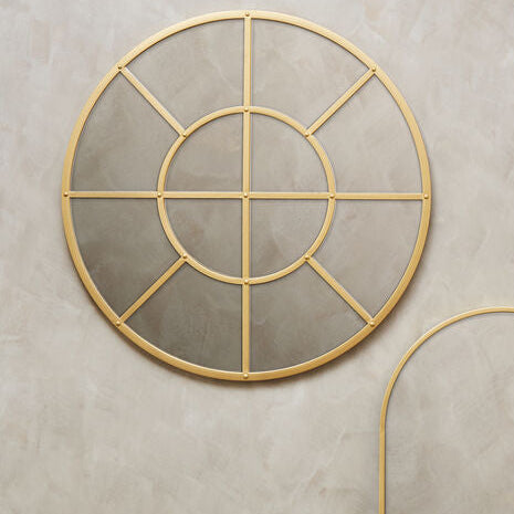 Gold Finish Round Wall Mirror | Descartes
