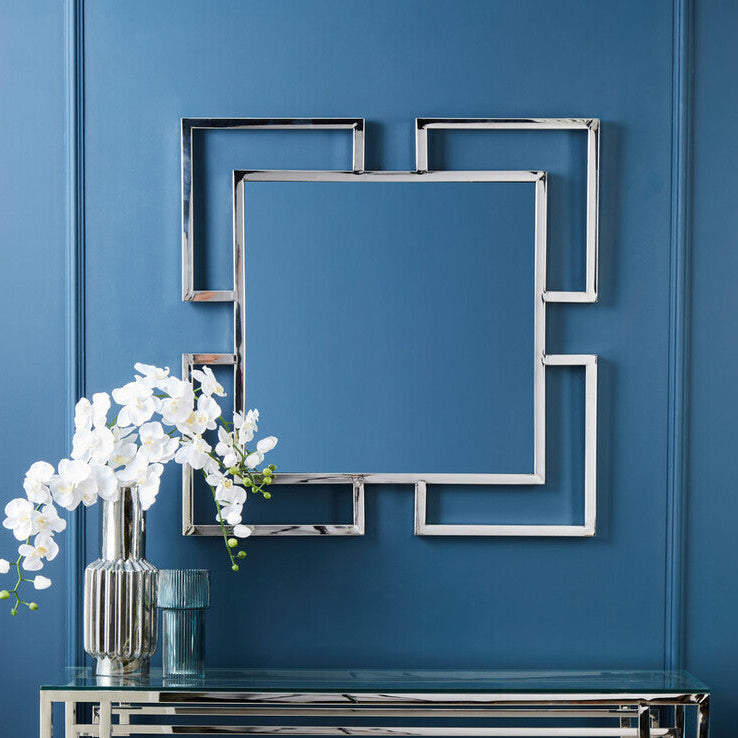 Allure Silver Finish Frame Square Wall Mirror