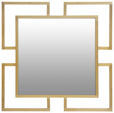 Allure Brushed Gold Finish Small Square Wall Mirror