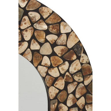 Round Black Wall Mirror with Seashell Inlay | Palu