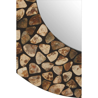 Round Black Wall Mirror with Seashell Inlay | Palu