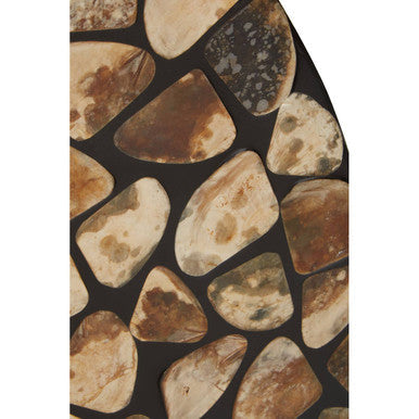 Round Black Wall Mirror with Seashell Inlay | Palu
