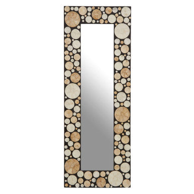 Rectangular Black Wall Mirror with Shell Inlay | Palu