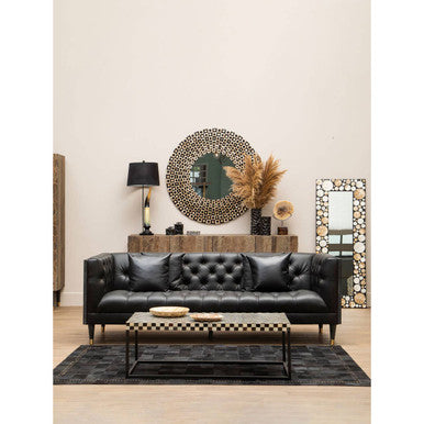 Rectangular Black Wall Mirror with Shell Inlay | Palu