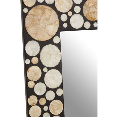 Rectangular Black Wall Mirror with Shell Inlay | Palu