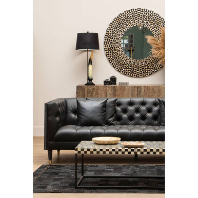 Round Black Wall Mirror with Shell Inlay | Palu