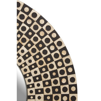 Round Black Wall Mirror with Shell Inlay | Palu