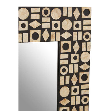 Black Wall Mirror with Shell Inlay | Palu