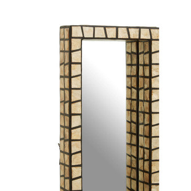 Tall Black Wall Mirror with Shell Inlay | Palu