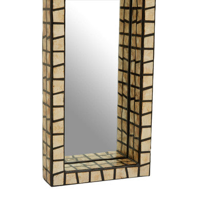 Tall Black Wall Mirror with Shell Inlay | Palu