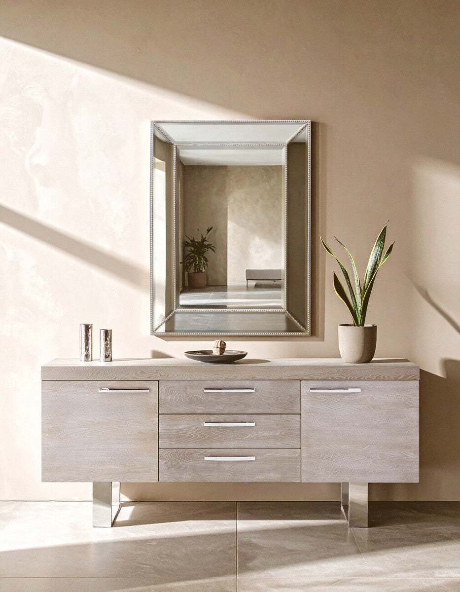 Silver Finish Rectangular Wall Mirror | Lapari