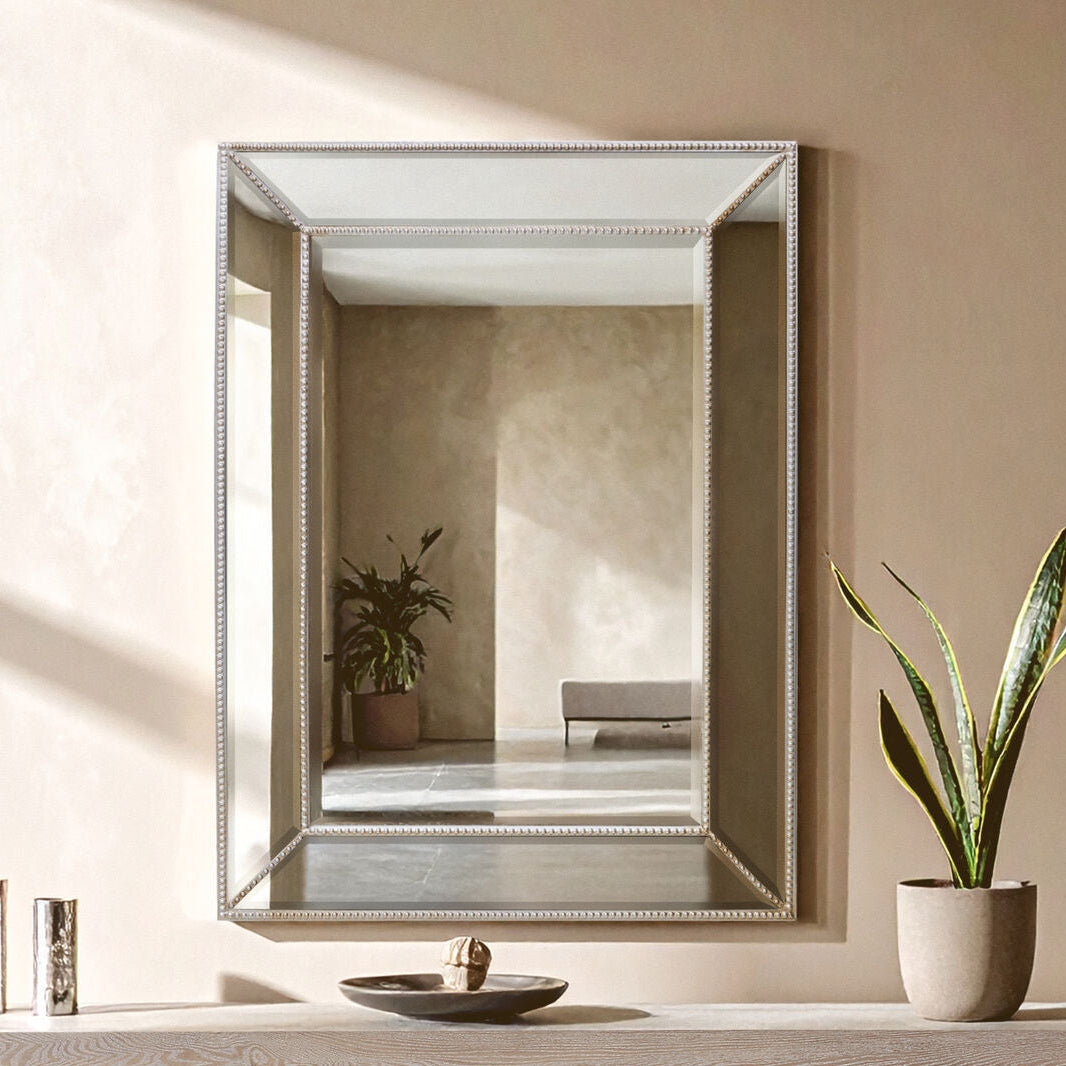 Silver Finish Rectangular Wall Mirror | Lapari