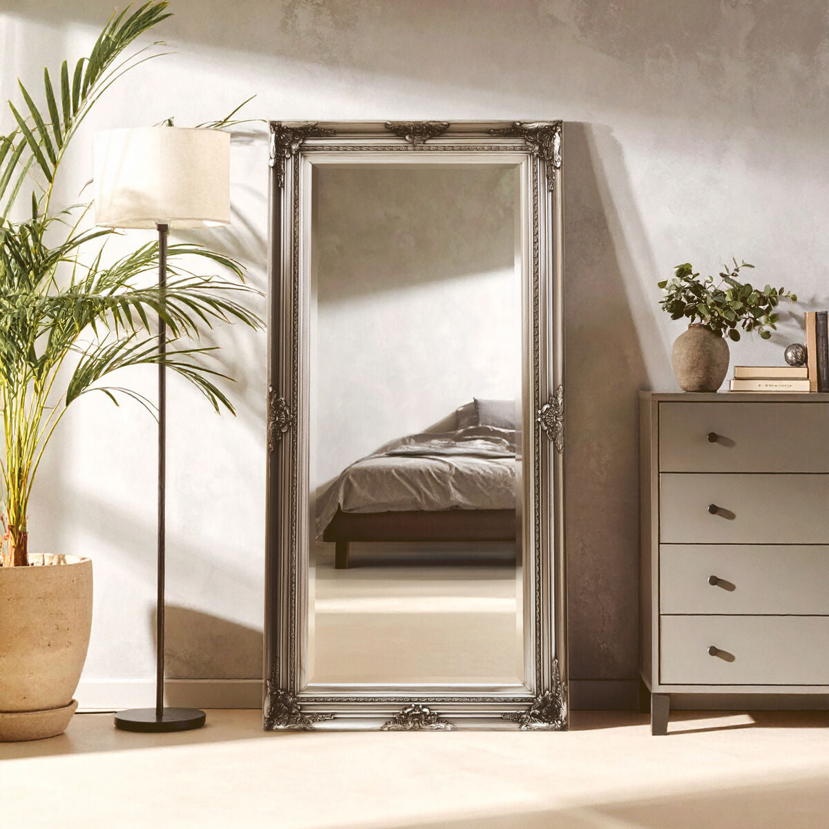 Silver Wooden Frame Wall Mirror | Lori