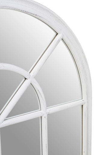 White Arched Wooden Frame Wall Mirror | Lovida