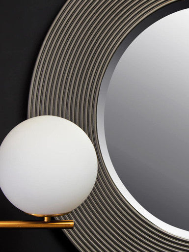 Grey Ribbed Round Wall Mirror | Dervio