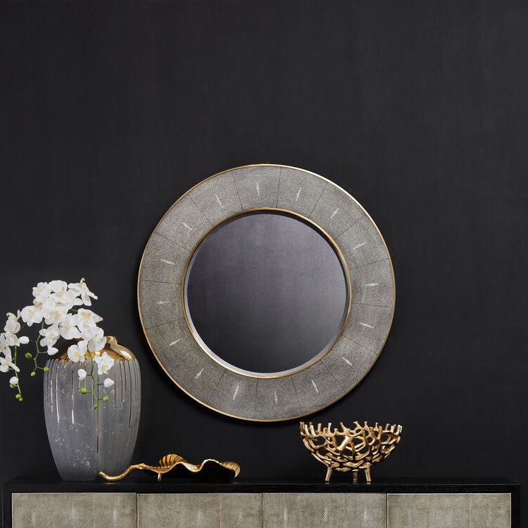 Grey Shagreen Effect Wall Mirror | Deruta