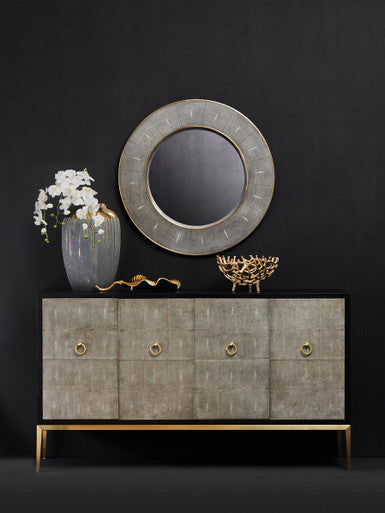 Grey Shagreen Effect Wall Mirror | Deruta