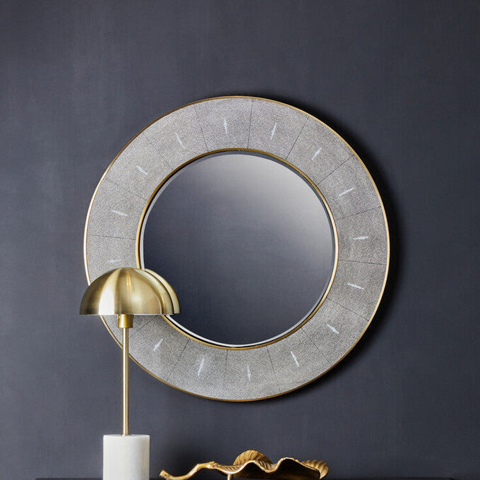 Grey Shagreen Effect Wall Mirror | Deruta