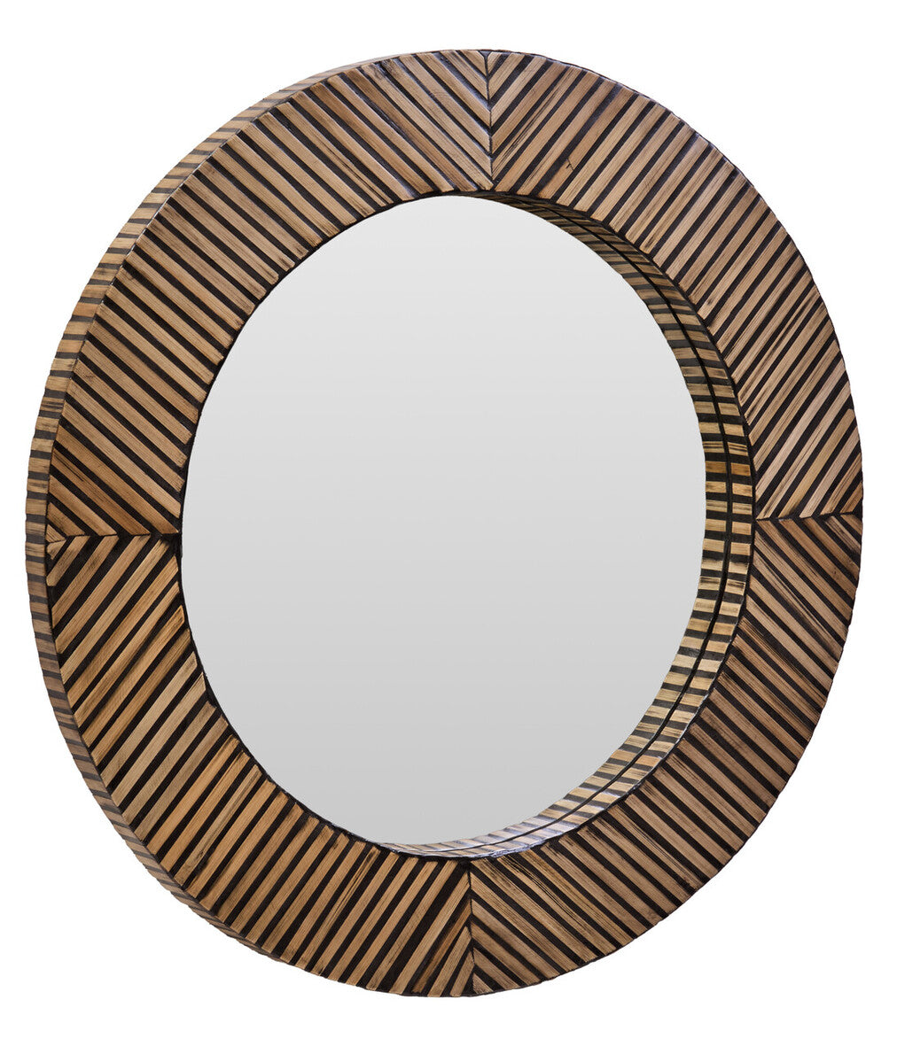Bamboo Inlay Round Wall Mirror | Bambusa