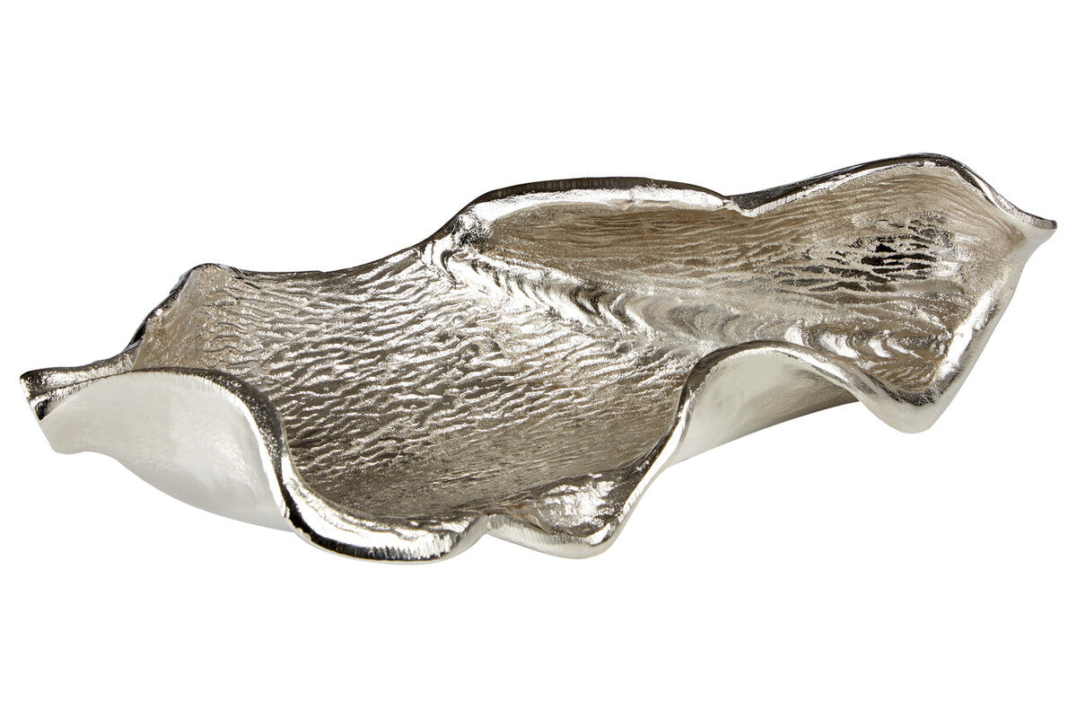 Textured Nickel Finish Small Leaf Dish | Hampstead
