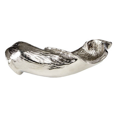 Textured Nickel Finish Small Leaf Dish | Hampstead