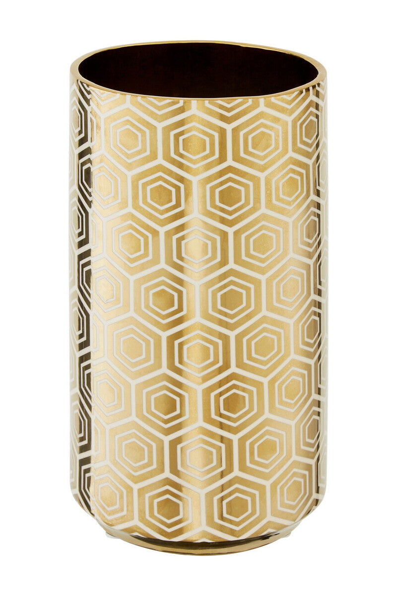 Large Gold and Cream Ceramic Vase | Hexa