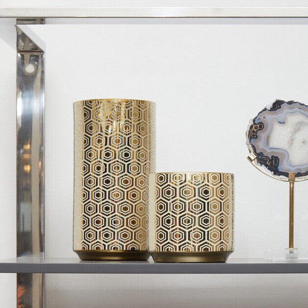 Large Gold and Cream Ceramic Vase | Hexa
