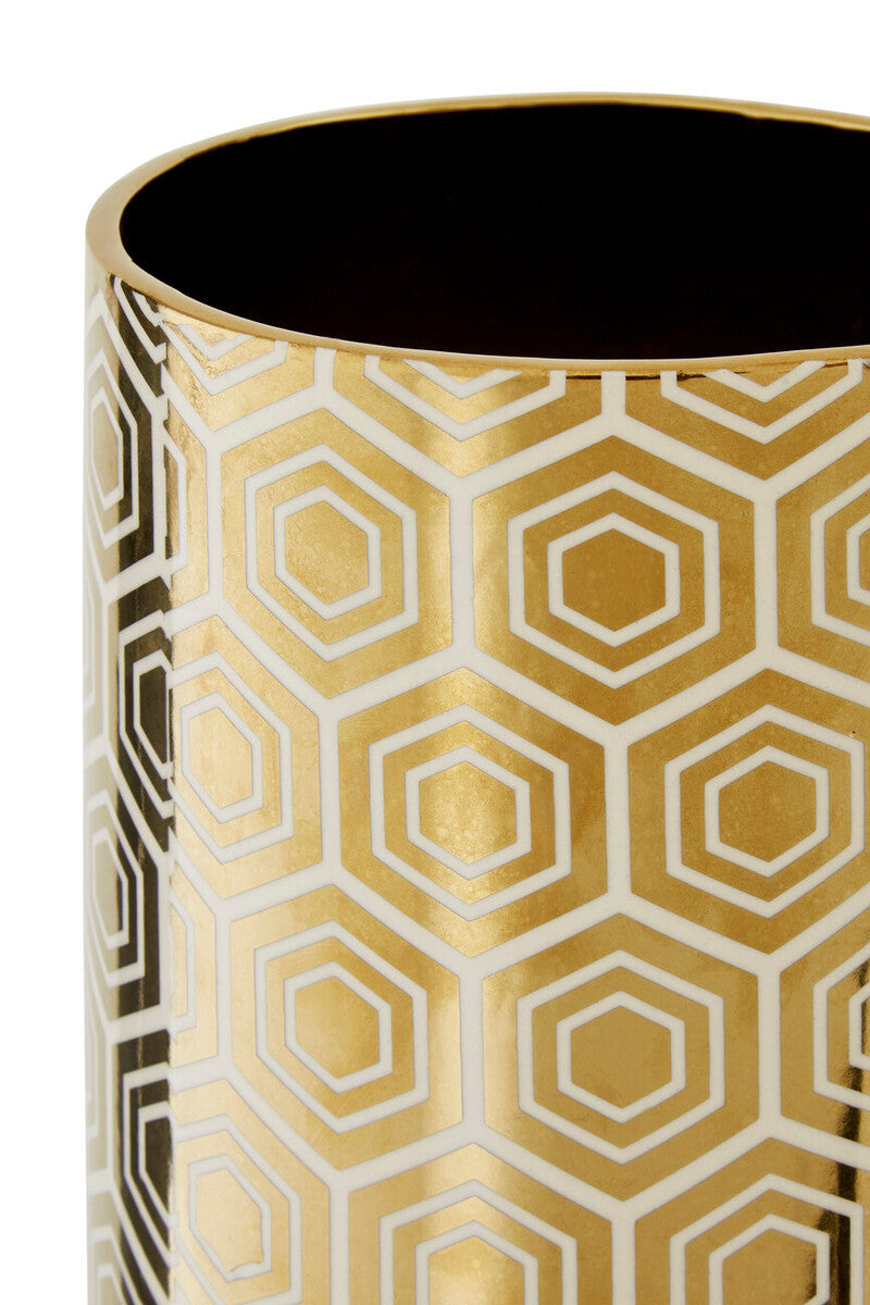 Large Gold and Cream Ceramic Vase | Hexa