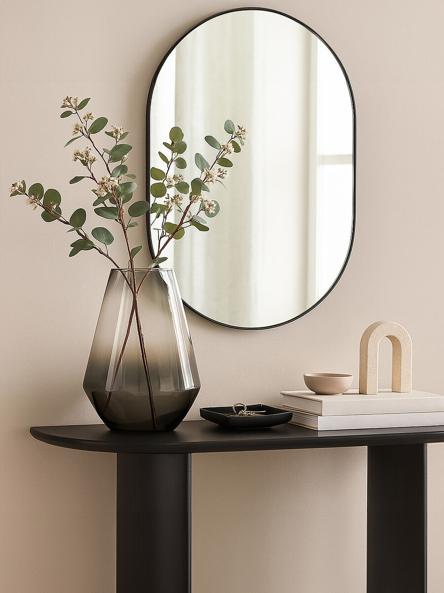 Alexa Grey Ombre Finish Glass Large Vase with Tapered Design