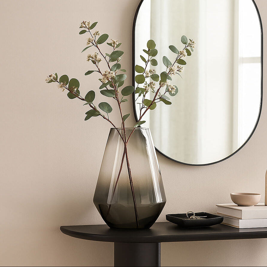 Alexa Grey Ombre Finish Glass Large Vase with Tapered Design