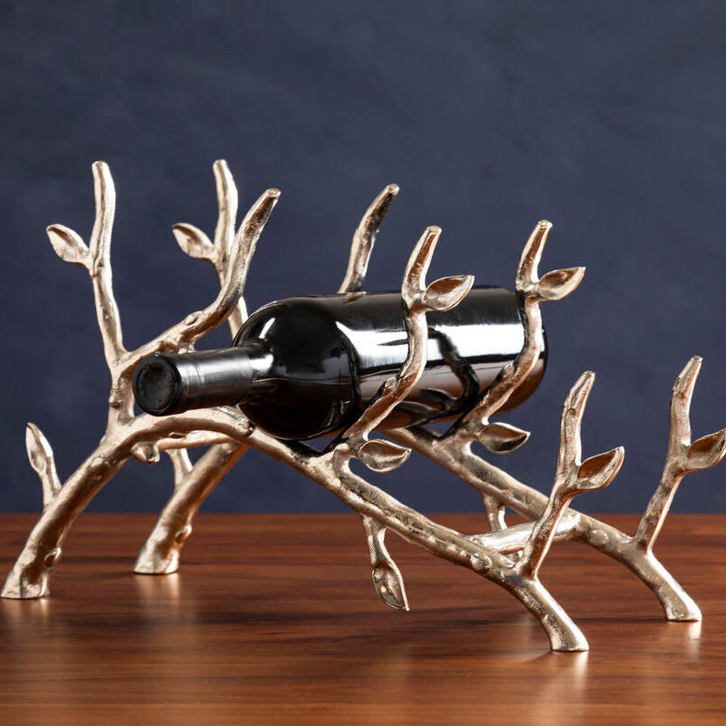 Adria Silver Finish Wine Rack with Branch Design